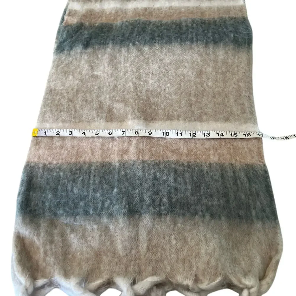 Cozy Soft Striped Blanket Scarf with Fringe